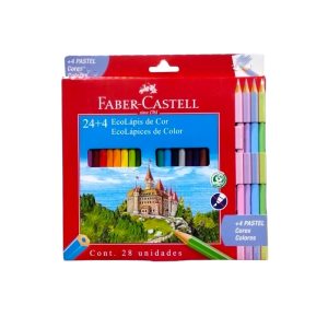 LAPICES DE COLORES FABER CASTELL X 24 LARGOS + 4 PASTEL