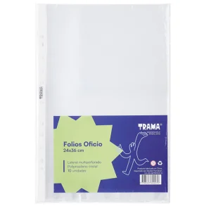 FOLIOS DE POLIPROPILENO OFICIO TRAMA POR 10 UNIDADES