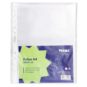 FOLIOS DE POLIPROPILENO A4 TRAMA POR 10 UNIDADES